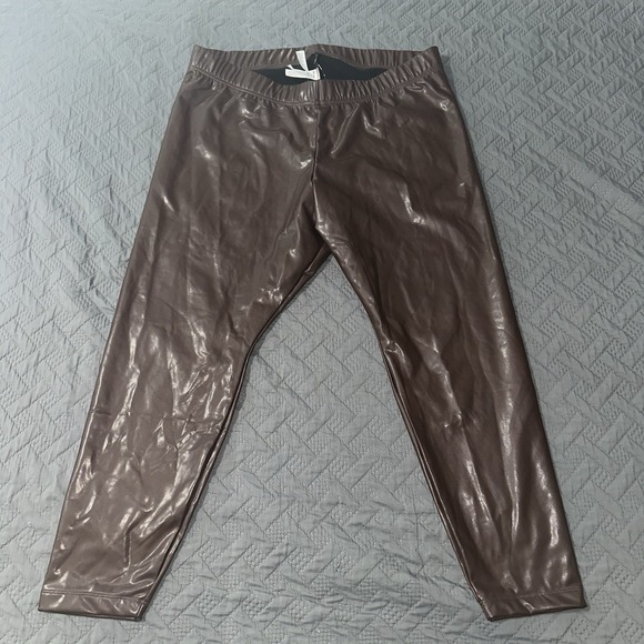 Plus‎ Old Navy High Rise Faux Leather Leggings Women 2X Brown Stretch Casual NWT - Picture 1 of 7